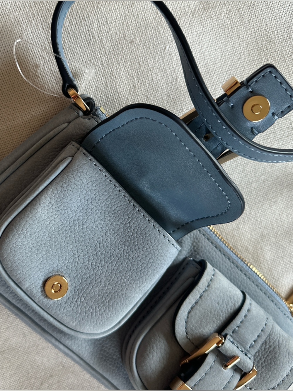 NWOT MICHAEL KORS Zoe Small Suede Convertible Pochette in Chambray Blue - Picture 8 of 11